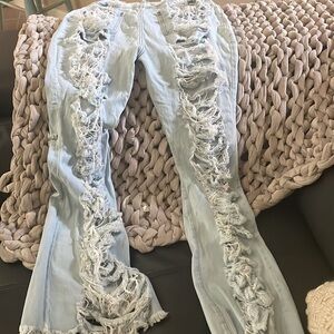 The Most attractive people cut up wide bell jeans 1XL